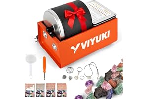 VIYUKI Professional Rock Tumbler Kit 3LB Rock Polisher - Includes Rough Gemstones, 4 Polishing Grits, Jewelry Fastenings, Edu