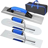 Konvixon 16" Concrete Hand Tools Set for Slab, Patio, Sidewalk Finishing | 16" x 3-1/2" Widened Magnesium Float, 16" x 4" Stainless Steel Flat Concrete Finishing Trowel and Pool Trowel, Storage Bag