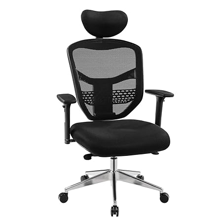 SONGMICS Bürostuhl, ergonomischer Netzstuhl, mit 3D verstellbaren Armlehnen, höhenverstellbare Rückenlehne, Fußkreuz aus Alum