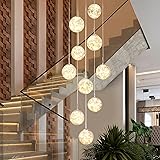 KAUCQI 10-Light LED Staircase Chandelier Crystal