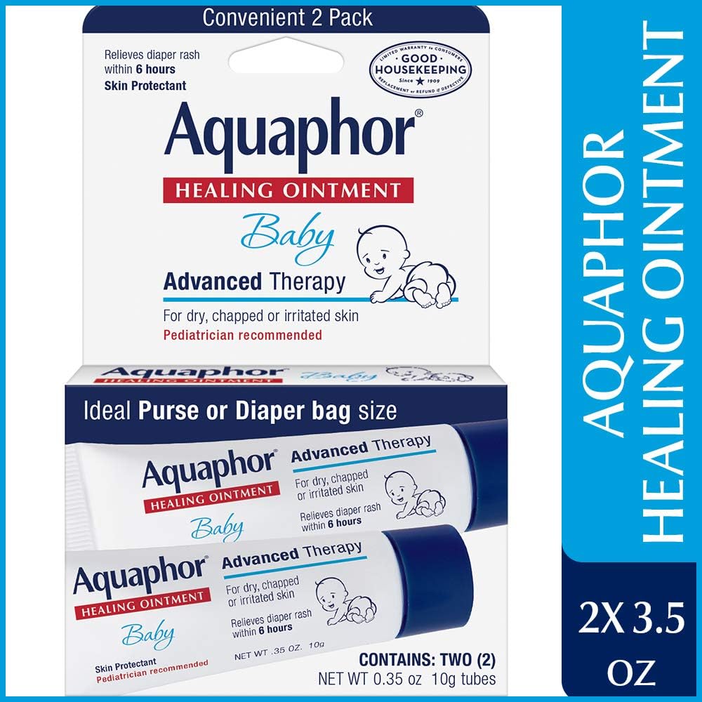 Aquaphor Baby Healing Ointment To-Go Pack - Advanced Therapy for Chapped Cheeks and Diaper Rash - Two .35 oz. Tubes: Health & Personal Care