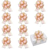 10 PCS Pull Bows, Pink Pull Bow for Gift Wrapping Large Pink Gift Wrap Bows Present Bow for Gifts Wrapping Wedding Basket Decoration, Birthday Party Valentine's Day Presents Decoration (6 Inches)