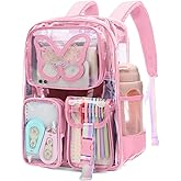 crvint Clear Backpack for Girls Women Heavy Duty Transparent Bookbag Cute Bag Large Capacity See Through Backpacks for School