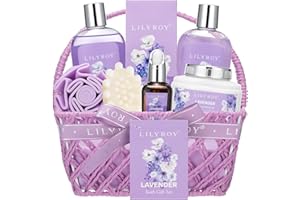 LILY ROY Mothers Day Gifts for Mom - 8 Pcs Lavender Bath & Body Gift Set for Women, Spa Gift Basket with Bath Bomb | Christmas, Birthday Gifts, Self Care & Pampering Gifts for Her, All Occasion Holiday Present