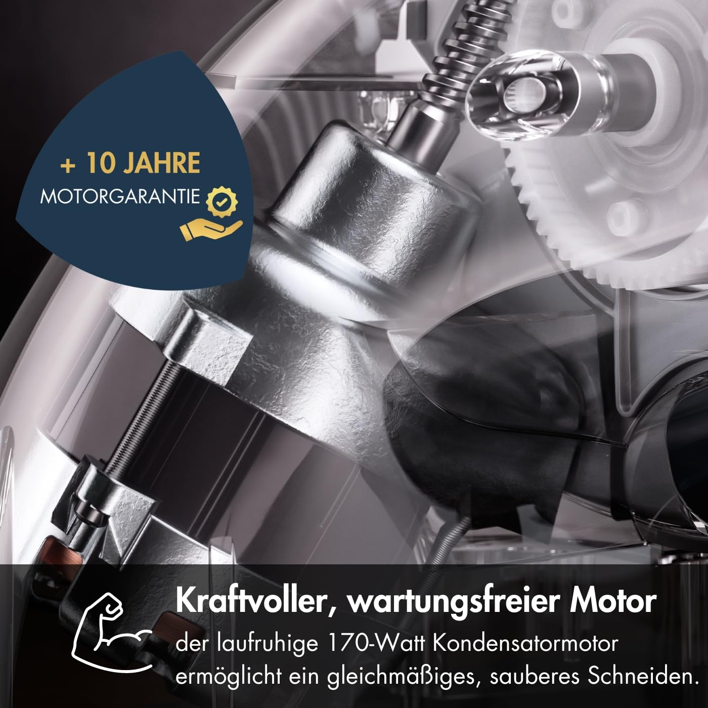 GRAEF. Master M20 - Elektrischer Allesschneider, Made in Germany, Vollstahlmesser Ø 170 mm für feinste Schnitte, Schnittstärke 0-20 mm, Kondensatormotor 170 W, Vollmetall, Schneidemaschine, Silber 7