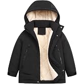 Vryndelle Kids Winter Jacket Water Resistant Fleece Boy Puffer Coat Clothes | Windproof Hooded Parka; Storm Flap Front; Adjustable Cuffs; Two Zippered Hand Pockets; Cold-Weather Outerwear