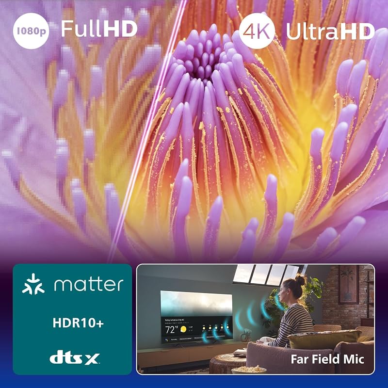65PUS7200 4K LED Smart TV - Display 65’’ con piattaforma Titan OS, Pixel Precise Ultra HD e Dolby Atmos Sound - funziona con Alexa e Google Voice Assistant