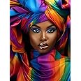 SKRYUIE 5D African Woman Diamond Art Painting Kits - DIY Diamond Art African American, Full Round Drill - Crystal Embroidery Cross Stitch - Adult Craft for Wall & Office Decor - 12x16 inch