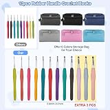 YINVA Crochet Kit for Beginners 15 Colors 12 Hooks 25g Yarn Storage Case Pink view 3