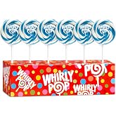 Whirly Pop Light Blue &amp; White Swirl Lollipops - 1.5 oz (Pack of 6) | Individually Wrapped Lollipop - Blueberry Hard Candy Suckers - Nostalgic Candy For Party Favors, Cake Topper &amp; Goodie Bags