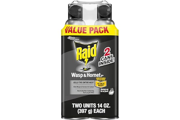 Raid Wasp & Hornet Killer Spray, Bug Killer Kills the Entire Nest, 14 Oz, 2 Count