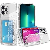 Marphe Wallet Case for iPhone 14 Pro with 3 Credit Card Holder Slot Shockproof Hybrid Heavy Duty Protection Transparent Phone Cover (Clear)