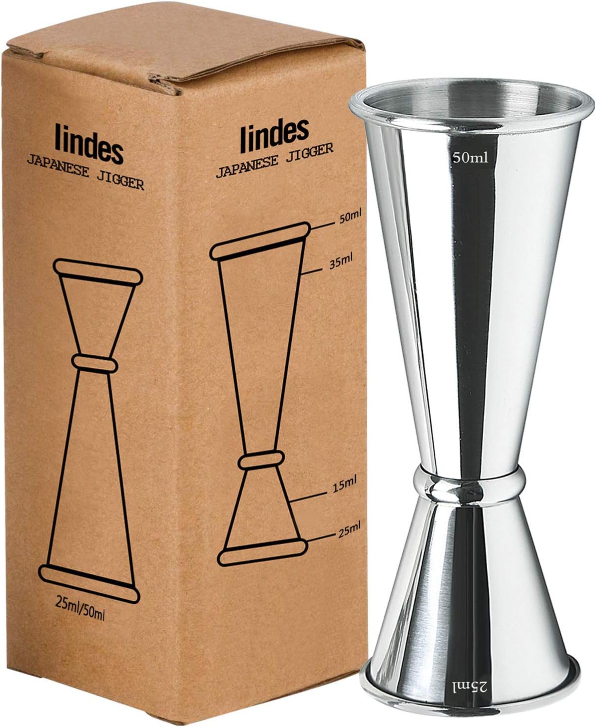 Iindes Vaso Medidor Cocktail Double 25/50 ml— Medida de Peg Japanesa