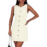 PRETTYGARDEN Work Dresses for Women 2026 Summer Business Formal Short Dress Sleeveless Button Down Elegant Office Outfits