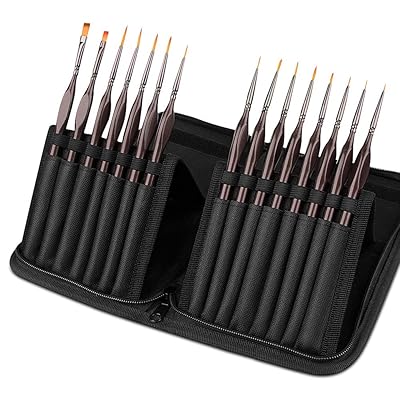 Eto Apoti Ipara Kun Omitium, 15Pcs Mini kekere kikun Awọn ohun elo Pipọnti, Awọn amọdaju Mini Fine Paint Brushes Ṣeto pẹlu Ọran gbigbe, Dara fun Akiriliki, Epo, Watercolor, Oju, Eekanna, kikun Awoṣe Awoṣe