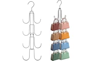 Baoswi 1 Pack Purse Organizer for Closet, 4-Tier Hanging Bag Holder, Silver Metal Closet Organization Purse Hanger Backpack Rack Space Saving Hanger
