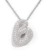AGGRAD Bubble Letter Necklace, 14k Gold/Silver Balloon Initial Diamond Pendant Chain Necklace Dainty Pave Jewelry Gift for Women