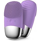 MEGAN Facial Cleansing Brush,USB Rechargeble Electric Silicone Face Scrubber,IPX7 Waterproof Sonic Facial Massager, 3 in 1 face Brush for Deep Cleanning, Blackhead Remover, Exfoliating. (Purple)