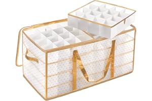 SONGMICS Large Christmas Ornament Storage Box, 3-Inch Balls, 8 Trays, 128 Slots, Plastic Christmas Storage Container with Lid