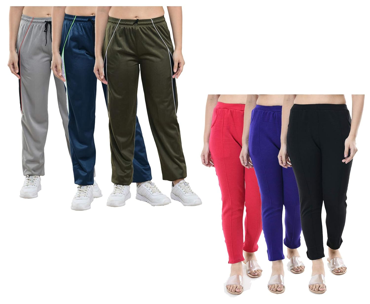 Buy Indistar Women's Warm Woolen Touser Pants and Polyester Track Pants for Winters Pack of 6 at