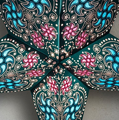 GalaxyArts - Chakra (Turquoise, Medium) - Paper Star Lantern - Handmade