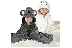 SEVDO 2Pcs Baby Hooded Towel,31 * 31 in Toddler Bath Towels and Washcloths Set for Newborn Babies,Toallas de Baño para Bebe,Organic Infant Kids Boy Essentials 1-3