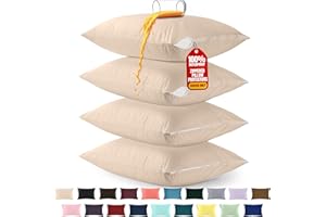 Utopia Bedding 4 Pack Waterproof Pillow Protectors with Zipper King Size (Beige), Bed Bug and Dust Mite Proof Pillow case Cov