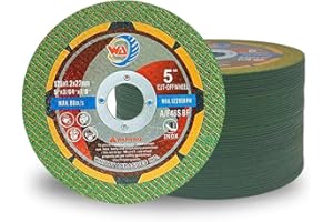 WA GRINDER WA 50PACK - 5" x.045 x7/8" Thin Cut Off Disc, Angle Grinder Discs Tool Accessories Cutting Wheel, 5 inch Cutoff 7/8 in 22mm Arbor for General Metal, Steel, Stainless (Extra Sharp Green)