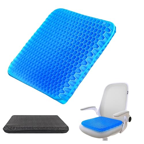 Ryfpdml Gel Seat Cushion, Non-Slip Pressure Pain Relief Gel Cushion with Cloth Cover Breathable Seat Cushion Cool Gel Cushion Honeycomb Design for Home Office Gift (c)(42x36x3.5cm)