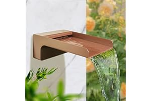 SUMGREEN 304 Stainless Steel Water Fountain Spout Scupper, Made Exquisite Handcrafted Garden Waterfall Spillway for Landscape Decors, Patios, Pools, Courtyards, Water Walls (Brown Powder Coating)