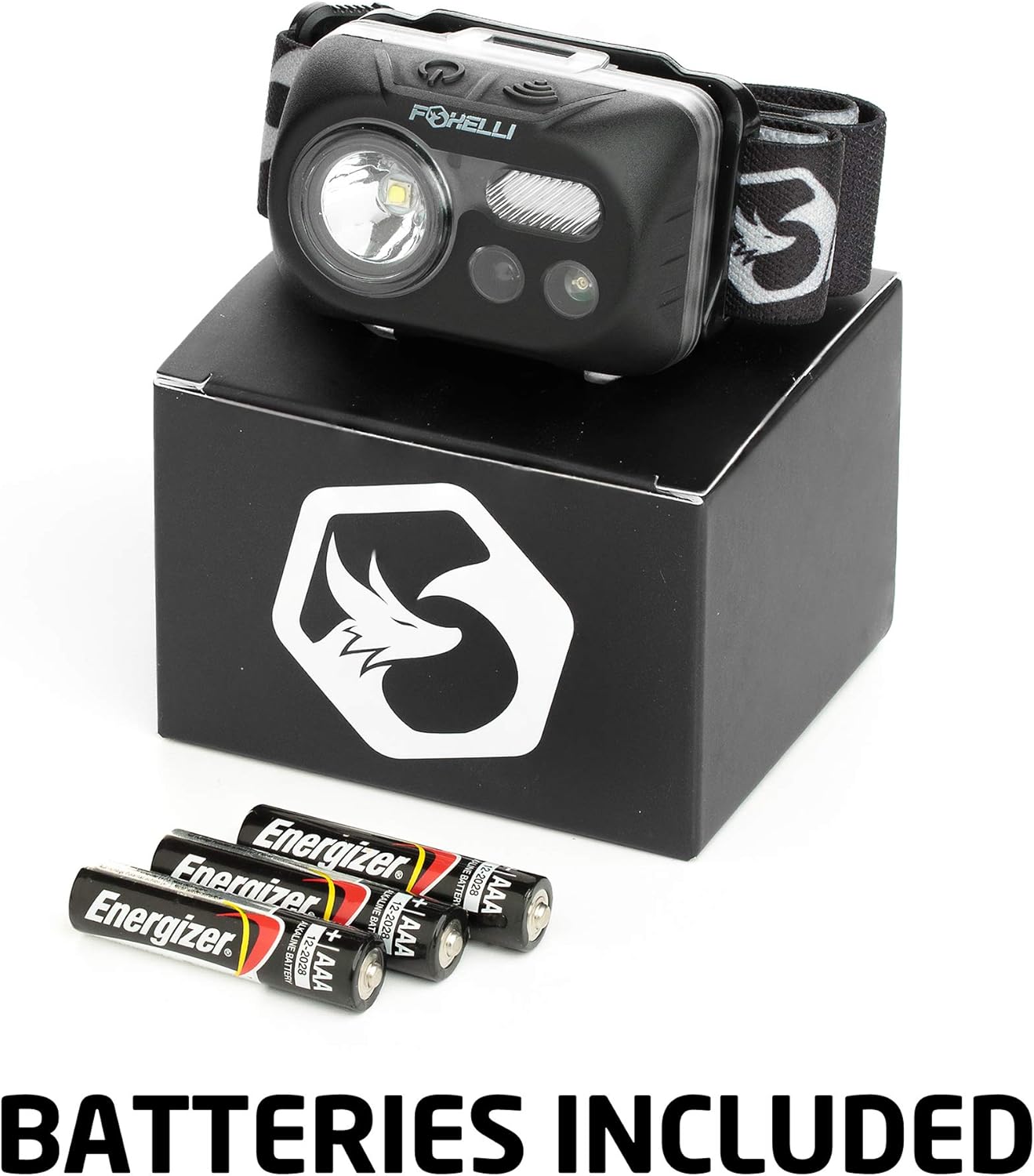 Foxelli Headlamp Flashlight – Bright LED Head Lamp with Motion Sensor, 3 x AAA Batteries Operated (Included), Lightweight, Waterproof Head Light with Comfortable & Adjustable Headband - - 