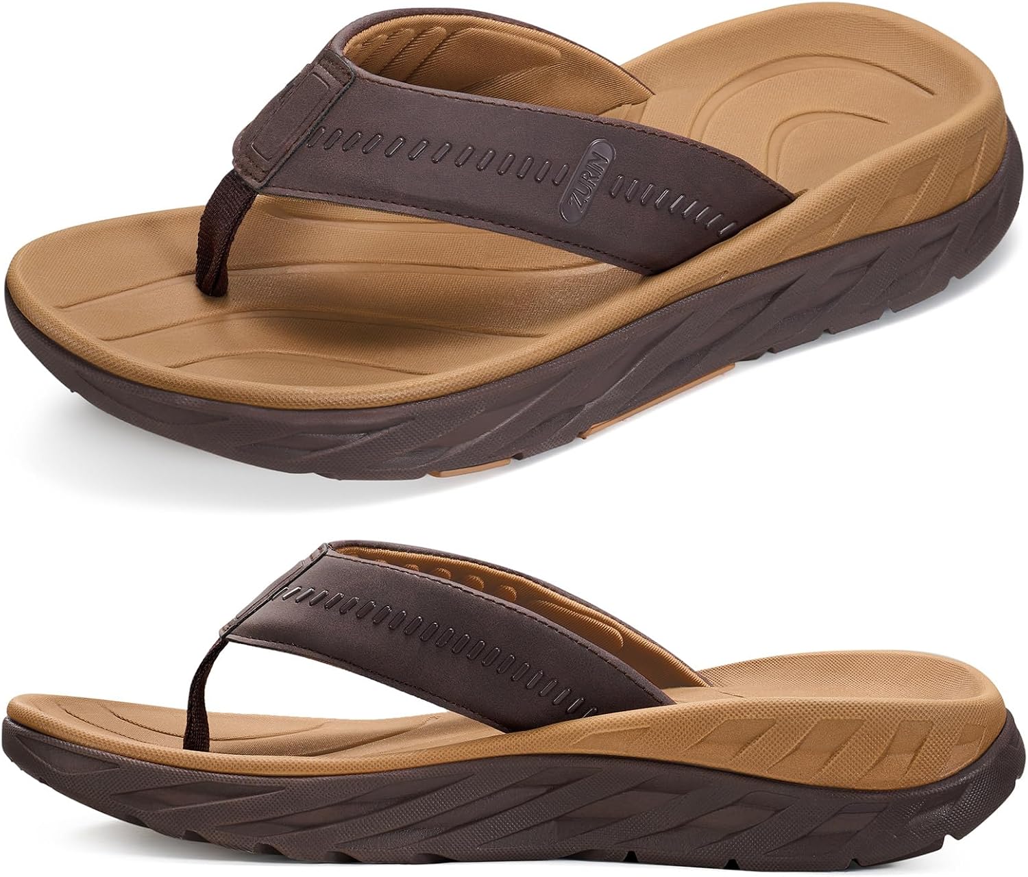 ZURIN Mens Orthotic Flip Flops Recovery Sandals Slides for Men，Comfort Thong Sandals with Plantar Fasciitis Arch Support Thick Athletic Cushion for Sports Exercise Walking Beach Indoor Outdoor