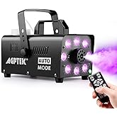AGPTEK Fog Machine, 12 Colors, 600W Smoke Machine, Low Fluid Auto Shutoff | 4000CFM, Auto Mode&amp;Wireless Remote, RGB Effect, Dry Run Protect, Wedding, Halloween, Party, DJ Stage, Indoor&amp;Outdoor Use