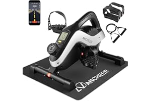Under Desk Bike Pedal Exerciser, ANCHEER Magnetic Mini Exercise Bike for Arm Leg Recovery, Physical Therapy Leg Exerciser While Sitting for Home and Office Fitness