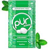 PUR Mints, Spearmint, Xylitol Mints, No Artificial Flavor, 65 Count | No Artificial Sweeteners, Vegan, Sugar Free, Gluten Free, Soy Free, Keto Friendly, Natural minty flavor for fresh breath