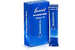 Sovvid Bb Clarinet Reeds Strength 2.5 with Portable Reed Case, Box of 10, Individually Packaged Reeds for Clarinet, Thinner Vamp Cut for Ease of Play