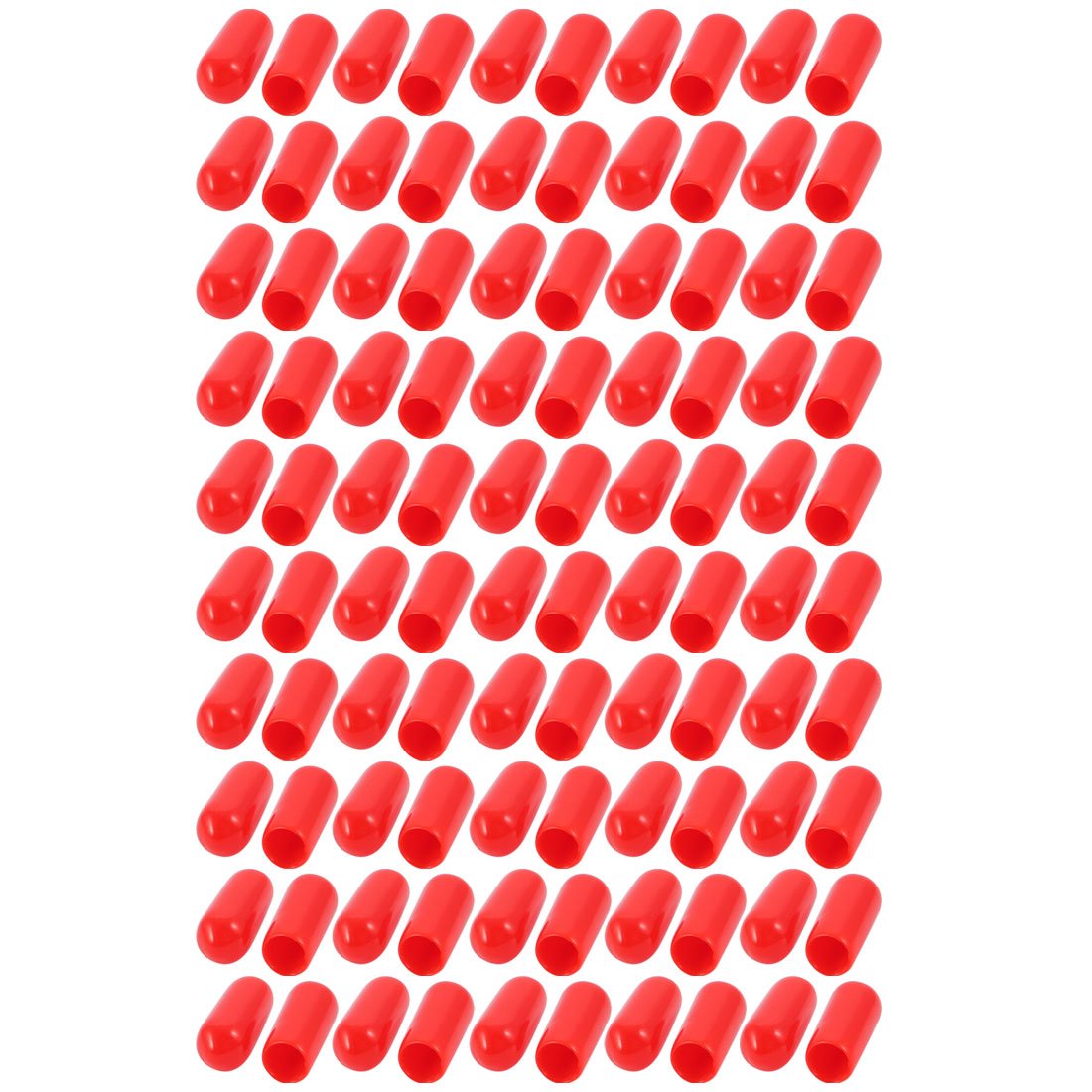 sourcingmap 100Pcs 5mm Inner Dia PVC Flexible Vinyl End Cap Screw Thread Protector Cover Red