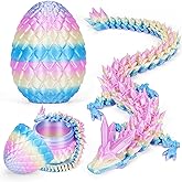 3D Printed Dragon Egg, Cool 3D Printer Articulated Crystal Dragon Toy for Boys Kid Teen, Animals Fidget Toy Dinosaur Eggs for 5-7 4-6 8-12 Year Old Boys Kid Girls (Rainbow)