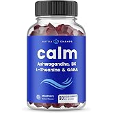 NutraChamps Calm Gummies, Stress Gummies Supplement with Ashwagandha, L-Theanine, GABA, Vitamin B6 &amp; Lemon Balm, Supports Mood, Focus &amp; Stress Relief, Natural Berry, 90 Gummies
