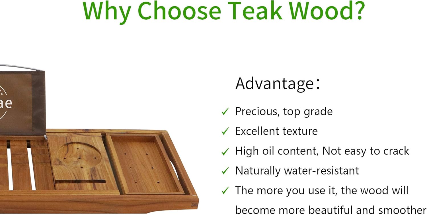 Expandable Bath Tray for Tub with Upgraded Wine Slots and Book Holder Ideal for One or Two