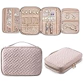 SFYBYHEART Travel Jewelry Organizer Case, Jewelry Travel Bags for Women, Large Capacity Travel Jewelry Case for Tangle-Free Earrings, Necklaces, Rings Storage, Travel Accessories, Pink.…