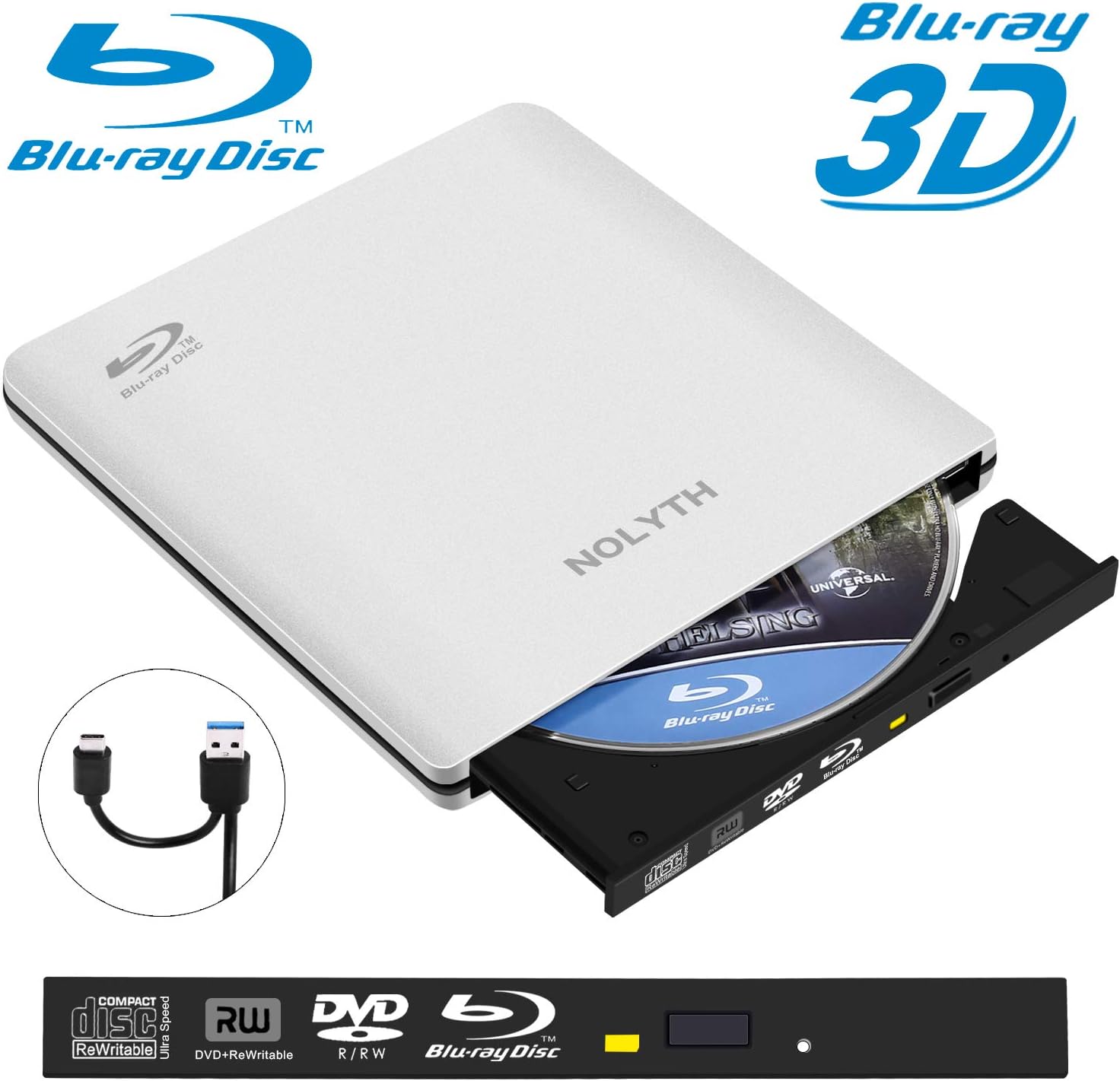 External Blu Ray Drive 3D NOLYTH External Blu Ray DVD Drive