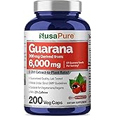 NusaPure Guarana Extract 20:1 Extract, 300 mg Equivalent to 6,000 mg per Veggie Caps 200 Count (Non-GMO, Vegan)