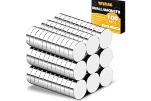TRYMAG 8x2mm 100pcs Small Round Disc Magnets, Tiny Refrigerator Mini Premium Brushed Nickel for Crafts, DIY, Whiteboard and F