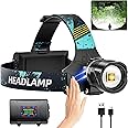 Rechargeable LED Headlamp 990000LM, Brightest Headlight with Motion Sensor, Zoomable, 9 Modes, IPX7 Waterproof, 125° Adjustab