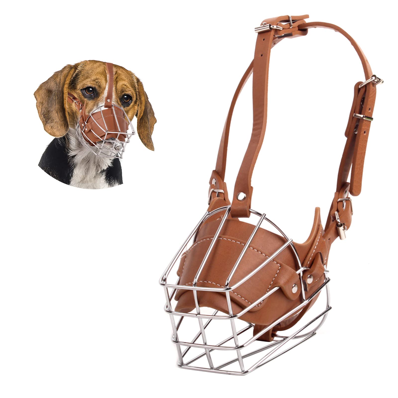 PETCUTE Dog Muzzle metal dog muzzle for biting adjustable dog mouth guard for Large Medium Small Dog M