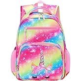 RHCPFOVR Kids Backpack for Girls - Girls Backpack 3-8 Ages Unicorn for Kids 15 Inch School Bookbag for Kindergarten Elementary School Bookbag for Girl 1st 2nd Grade