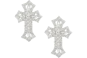 PEARLY JUN 2 Pcs Rhinestone Applique Silver White Cross Crystal Patches Clothing Diamond Trim for Dresses DIY Fabric Bridal Wedding Prom Accessories Embellishments