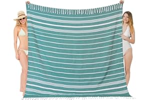 VIKUMOND Oversized Turkish Beach Towel Blanket XXL Cotton Sandproof Towels Boho Woven Extra Large Big Sand Free Giant Throw Thick Blankets Huge Quilt XL Picnic Camping Necessities Cloud For Adult Gifts Teal