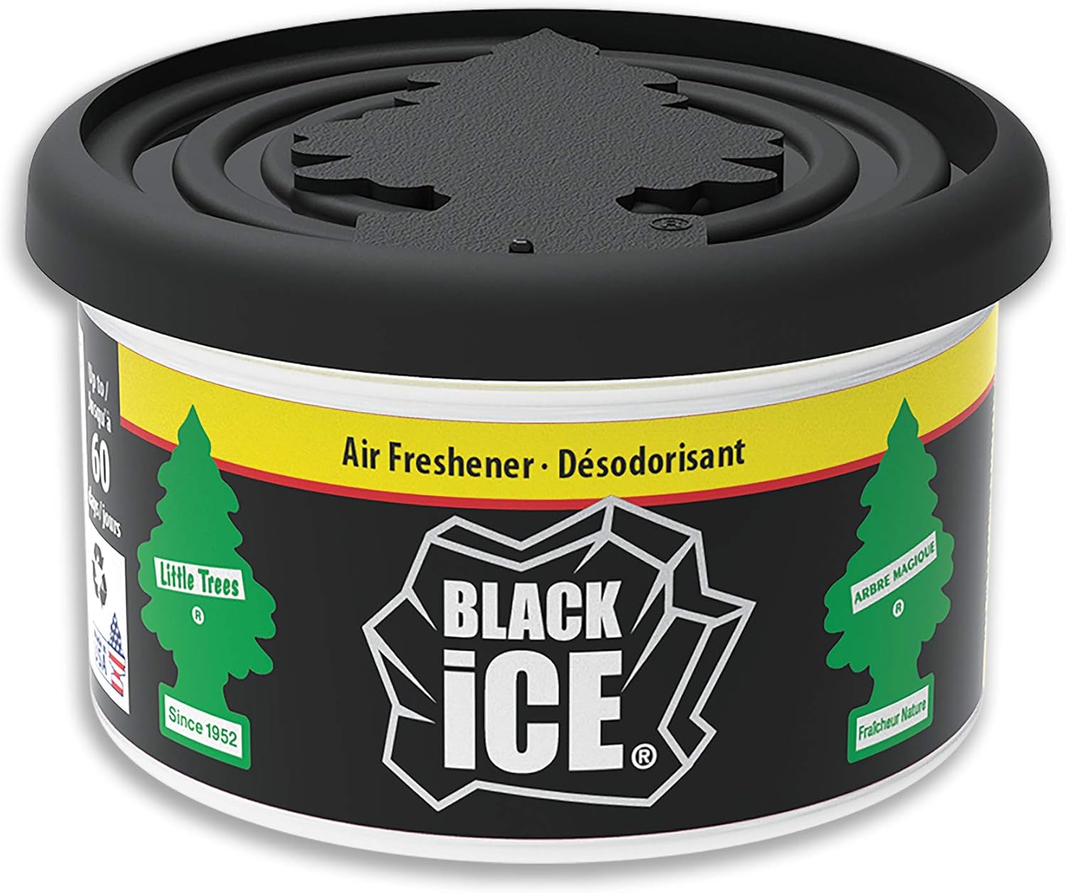 Little Trees Air Freshener Fiber Can LTFC724 Black Ice Fragrance For Car Home Boat Caravan - Single Pack, 40 g (Pack of 1)